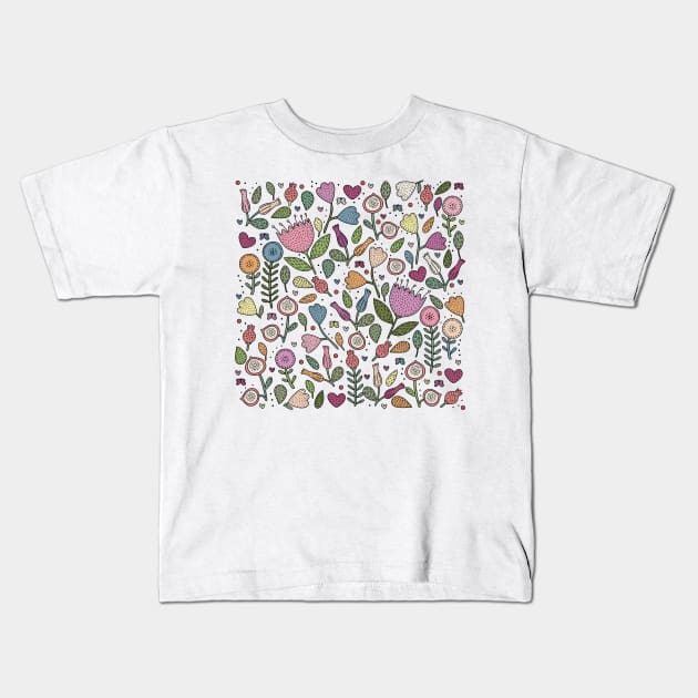 Floral pattern Kids T-Shirt by valentinahramov